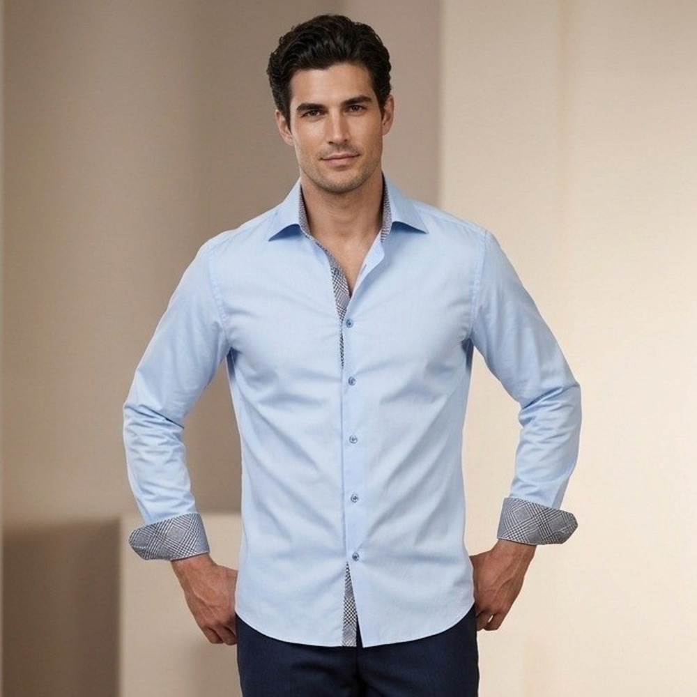 Valenti Italy‎ Mens Light Blue Button Down Shirt Italian Fabrics Sz 2/S Preppy